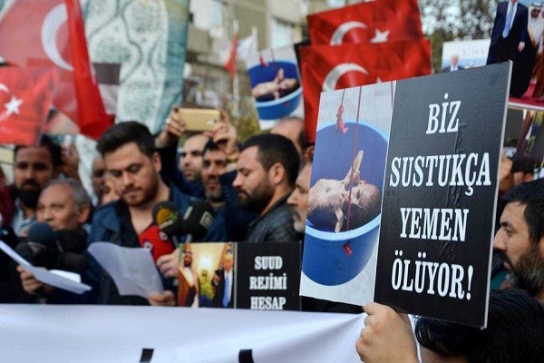 Suudi Arabistan'ın İstanbul Konsolosluğu önünde protesto